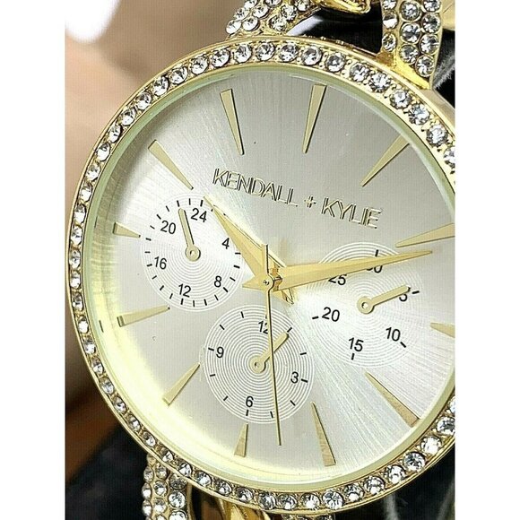 Kendall + Kylie Women's Watch Gold Tone Stainless Steel Quartz Gemmed Set 38mm - Picture 1 of 13